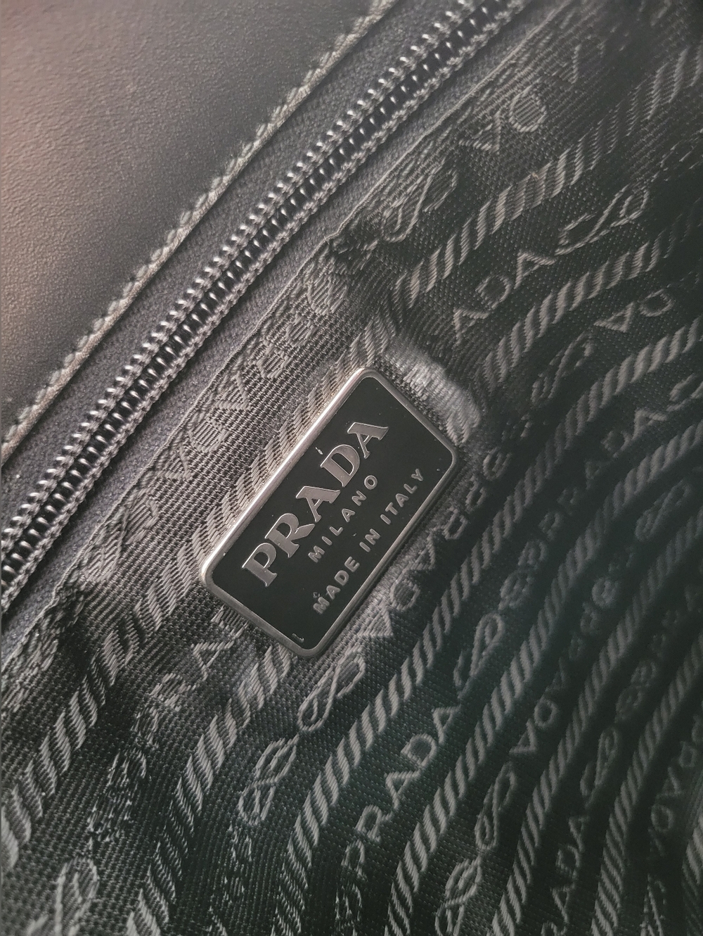Prada Black Leather Tote Bag with Front Pocket - Picture 6 of 15